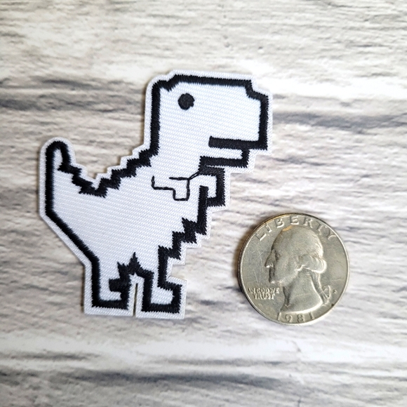 Google No Internet Dinosaur Trex Website Embroidered Iron on Patch - Picture 2 of 2